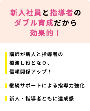 新入社員と指導者のダブル育成だから効果的!